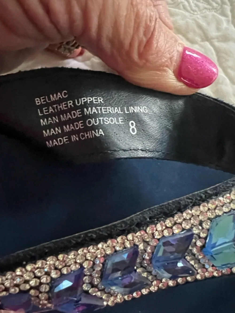 Yellow Box Women’s Navy Beaded Sandals with Iridescent Gems. Sz-8.EUC.So Pretty. - Picture 3 of 9